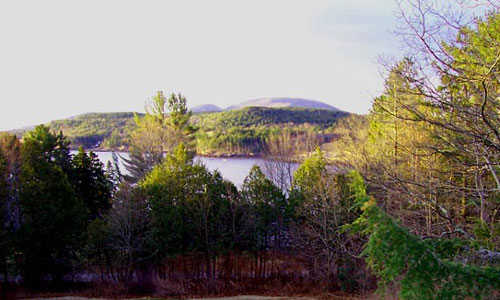Spring view of Cadillac Mountain in the distance